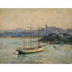 Will Ashton, The Helen B. Stirling in Berry's Bay, 1956, oil on board