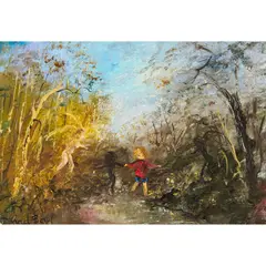 David Boyd, Children in the Woods, 1972, oil on canvas on board