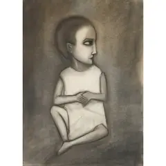 Robert Dickerson, Baby Sitting, charcoal on paper