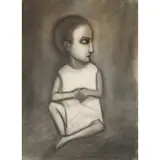 Robert Dickerson, Baby Sitting, charcoal on paper