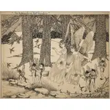 The Australian Fairies First Snowstorm by Ida Rentoul Outhwaite, pen and ink on paper, sold Sep 2026