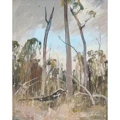 Arthur Boyd, Wet Bush with Rain Clouds, 1975, oil on panel
