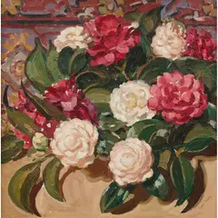 Sybil Craig, Camellias, oil on canvas
