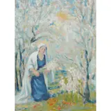 Marie Tuck, Gathering Blossom on the Hill, Adelaide Hills, c.1920, oil on board