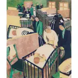 Lill Tschudi, Visiting Day, 1937, linocut, ed. 20/50