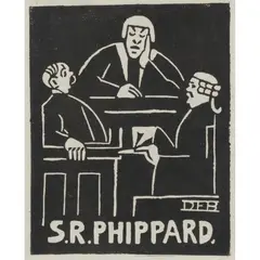 Dorrit Black, Sleeping Judge, Witness & Barrister, 1930, linocut