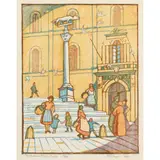 Eveline Winifred Syme, The Duomo Steps, Siena, 1931, linocut, ed. 3/25