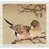 Ethleen Palmer, Masked Finches, 1936, linocut 56/75