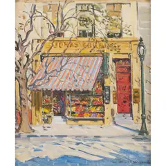 Dora L. Wilson, The Red Door, c.1935, oil on canvas laid on board