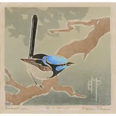 Ethleen Palmer, Blue Wren, 1934, linocut