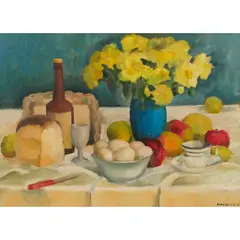 June MacKenzie, Kitchen Still Life, oil on board