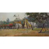 Jessie Lavington Evans, (Farm Scene), oil on canvas
