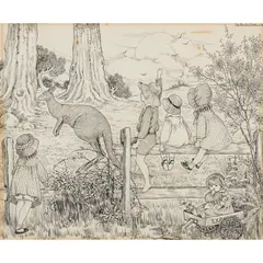 Ida Rentoul Outhwaite, (Hop and Go One), ink on card