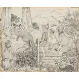 (Hop and Go One) by Ida Rentoul Outhwaite, ink on card, sold Sep 2026