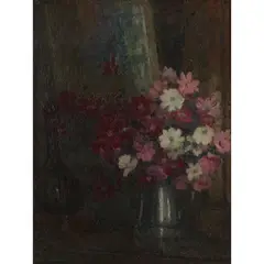 C. Asquith Baker, Flowers by Night Light, oil on canvas