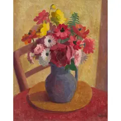 Alison Rehfisch, Flowers with Ranunculus, c.1950, oil on canvas