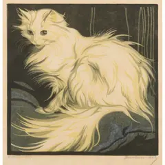 Norbertine Bresslern-Roth, Angora Cat, c.1920, linocut