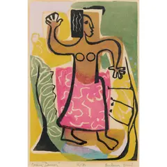 Barbara Brash, Native Dancer, 1953, linocut, ed. 16/30