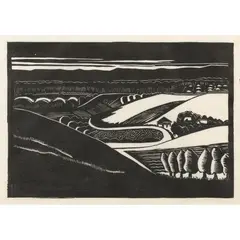 Mary Cooper Edwards, Queensland Landscape, c.1936, linocut