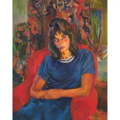 Lina Bryans, Frederika in the Red Chair, 1964, oil on canvas on board