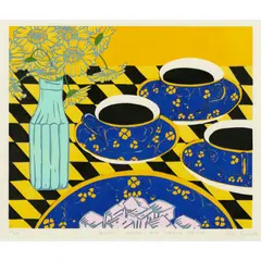 Aileen Brown, Daisies, Coffee and Turkish Delight, 1987, linocut, ed. 41/50