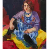 Wendy Sharpe, (Woman in a Blue Dress)