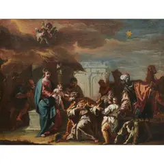 Adoration of the Magi by Francesco Fontebasso, oil on canvas, sold Dec 2025