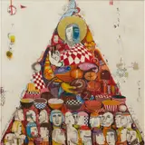 Ken Reinhard, Five Barley Loaves and Two Small Fishes, 1964, mixed media on board