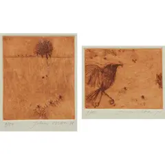 Echidna; and Crow by John Olsen, 1978, two etchings, each ed. 9/50, sold Mar 2026