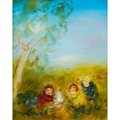 David Boyd, Untitled (Children Playing), oil on board