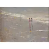 Rubery Bennett, Children Walking on the Beach, oil on board