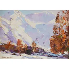 Mount Sefton NZ by Rubery Bennett, oil on board, sold Mar 2026