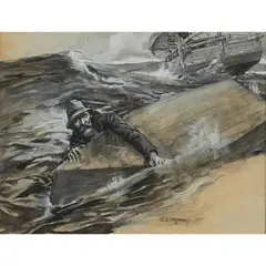 Benjamin Edwin Minns, Joshua Slocum, gouache on paper