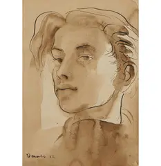 Donald Friend, Self Portrait, 1938, ink and wash on paper