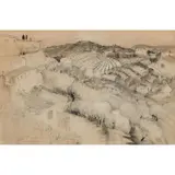Lloyd Rees, Tuscan Landscape, 1954, pencil and wash on paper