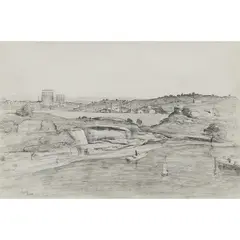 Lloyd Rees, Harbour View, 1934, pencil on paper