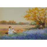 Benjamin D. Sigmund, Picnic by the Bluebells, 1897, watercolour on paper