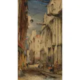 James Holland, The Church of Saint-Séverin, Paris, watercolour on paper