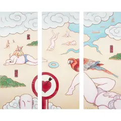Guan Wei, Play on the Beach No. 12, 2011, acrylic on canvas, triptych