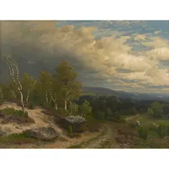 Nicholas Chevalier, Tilling Fields before the Storm, 1886, oil on canvas