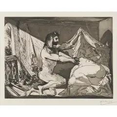 Pablo Picasso, Faune dévoilant une femme, from La Suite Vollard, 1936, etching with aquatint on Montval laid paper, from the edition of 50 with wide margins (there were also 260 with smaller margins)