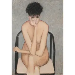John Brack, Nude on Black Chair, 1985, watercolour, pastel and crayon on paper