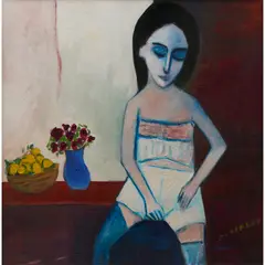 Robert Dickerson, Girl in Chemise, oil on canvas