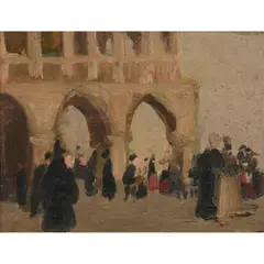 E. Phillips Fox, Doges Palace, Venice, c.1907, oil on wood panel