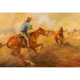 Hugh Sawrey, Running the Station Horses, Western Queensland, oil on canvas