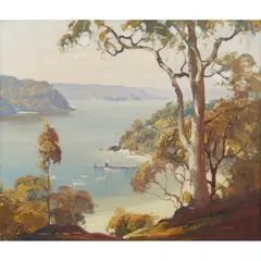 Robert Johnson, Above Pittwater, oil on canvas