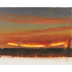 Tim Storrier, Sunset Evening Line, synthetic polymer paint and rope on board