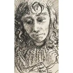 John Perceval, (Portrait of a Woman), felt tip pen on paper