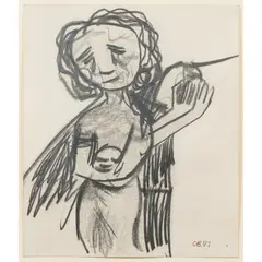 Charles Blackman, Angel, 1957, charcoal on paper