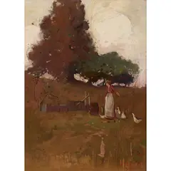 Sidney Long, (Feeding Time), 1900, oil on board